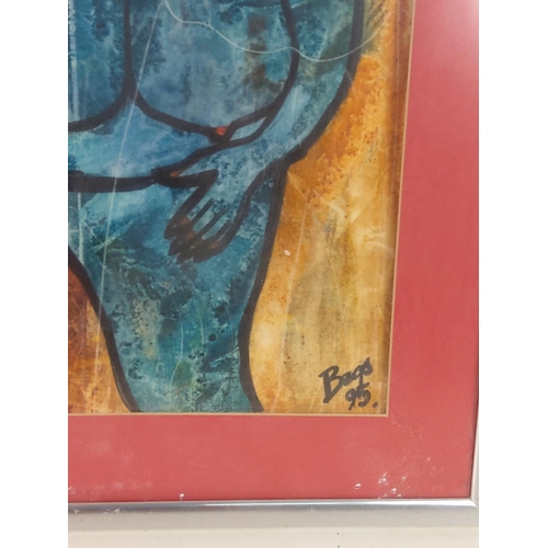 298 - Retro abstract of a lady signed Begs, 70cms x 58cms