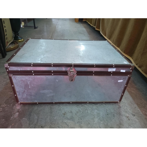 5 - Metal trunk with household items, sports equipment, jewellery etc