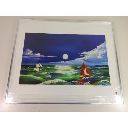 191 - 4 x framed limited edition prints 'Moonlight on Emerald Sea' 97/100 (54cms x 45cms) 'Harbour Nights ... 