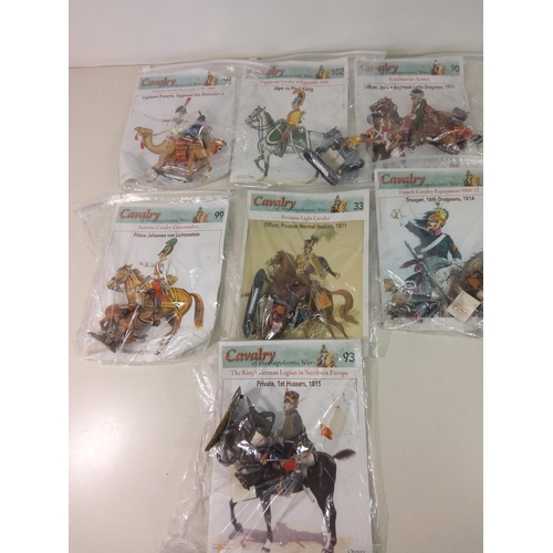 56 - 7 x Cast metal DelPrado Cavalry soldiers on horseback with booklets