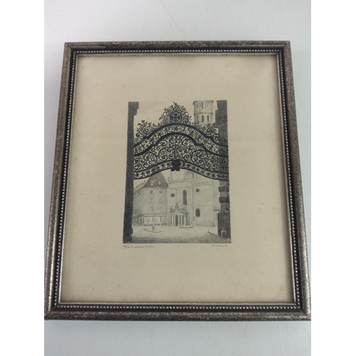 193 - Framed etching and Small picture 'Spring flight' by Benjamin Cheechee