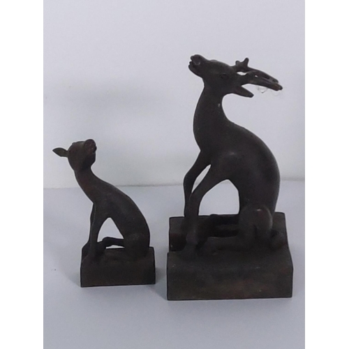 266 - Cast bronze 2 piece Oriental seal set