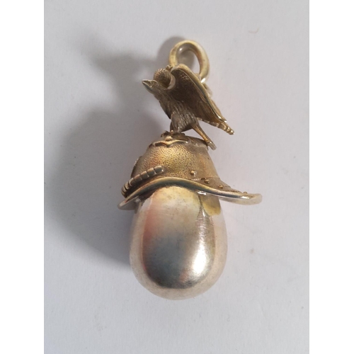 297 - Silver Russian helmet & eagle egg pendant