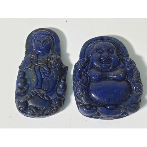 299 - 2 Blue lapis stone amulets