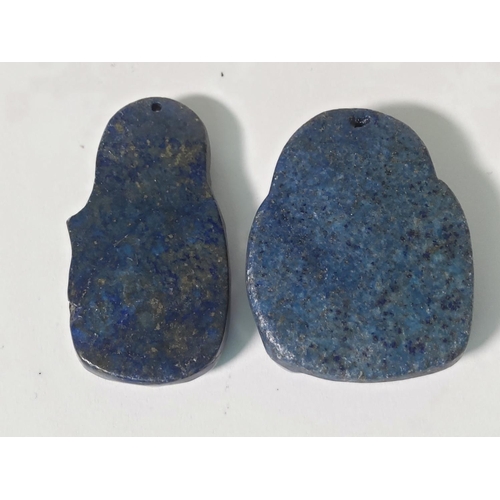 299 - 2 Blue lapis stone amulets