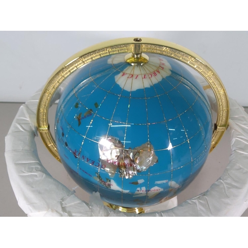 172 - Small gem stone globe on brass base