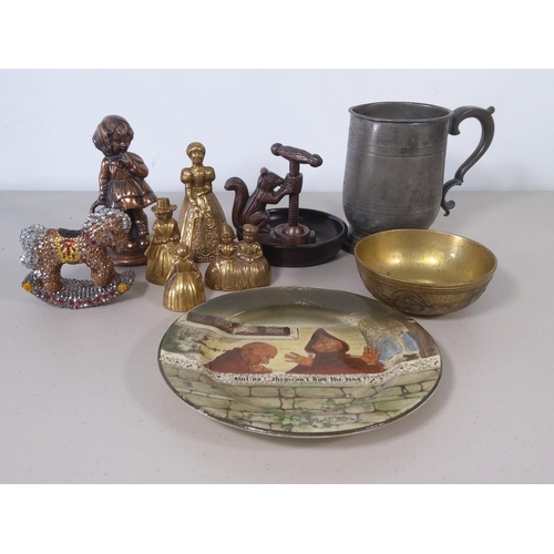 216 - Brass ware, metal ware, nut cracker etc