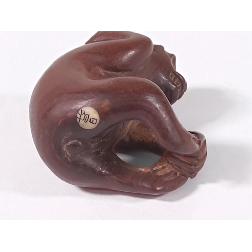 360 - Carved Oriental monkey, signed