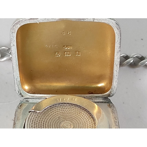 378 - Hallmarked silver sovereign case with silver Albert chain and T-bar, gross weight 48g