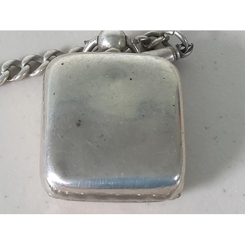 378 - Hallmarked silver sovereign case with silver Albert chain and T-bar, gross weight 48g