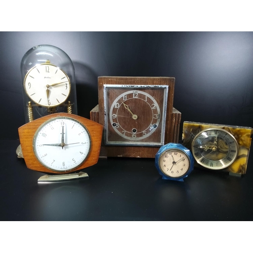 214 - Anniversary clock, mantle clock and 3 others