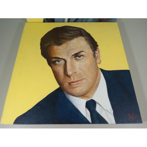 76 - 4 Canvas pictures including Sean Connery and John Wayne, largest 78cms x 61cms