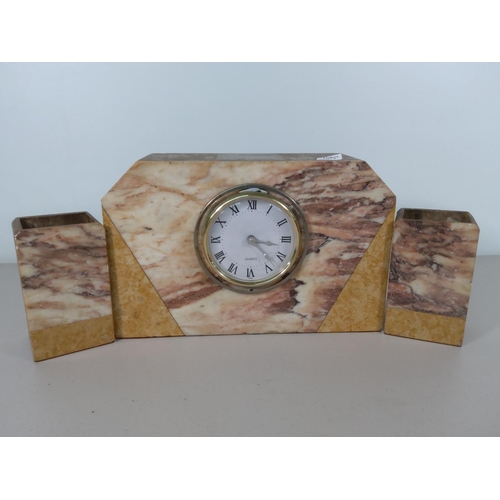 50 - Marble 3 piece clock set