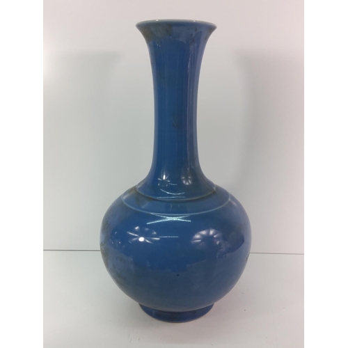 100 - Tall blue glazed oriental vase, 40cms in height