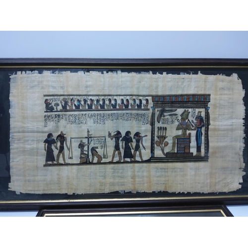 45 - 2 framed papyrus pictures, largest 87cms x 45cms