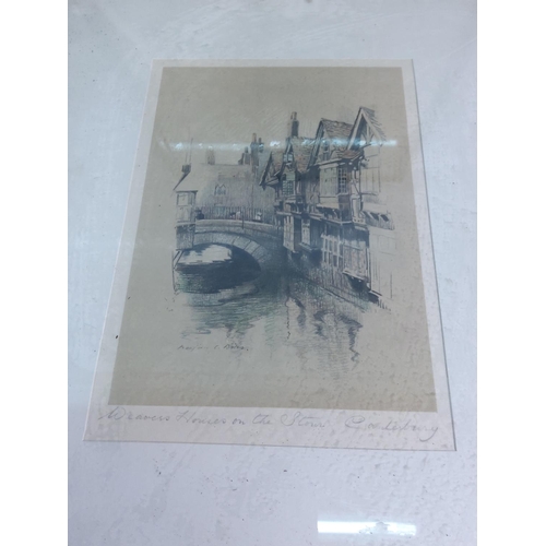 86 - 2 framed etchings of Canterbury, both 37cms x 30cms