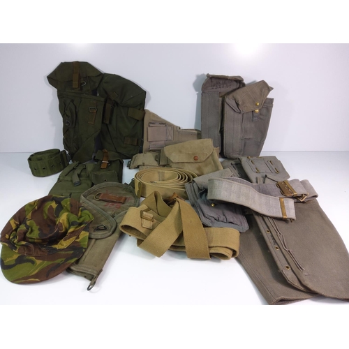 1 - Box of military webbing and accessories