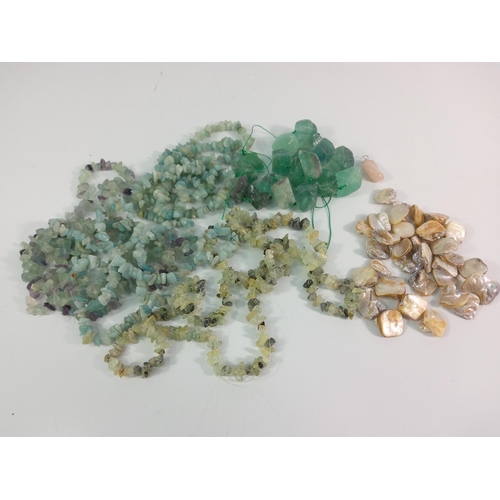 406 - Bag of jade and beaded necklaces etc