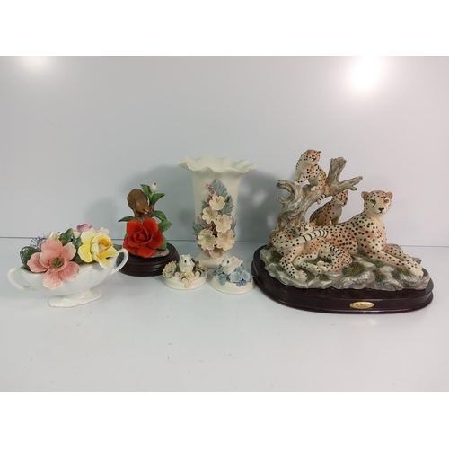 16 - Figures, animal figures, vase etc including Capodimonte and Chorley