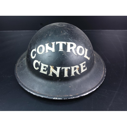 68 - Military WWII helmet marked 'Control Centre'