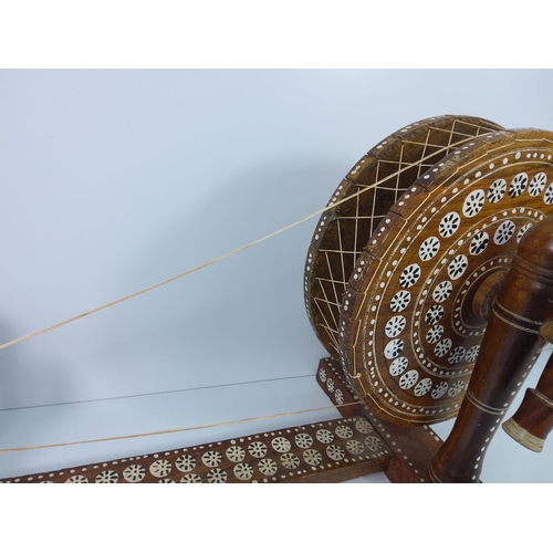 124 - Inlaid scratch built model of a Charkha spinning wheel