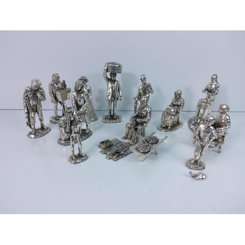 133 - Collection of Cries of London figures, silver on pewter by Royal Hampshire