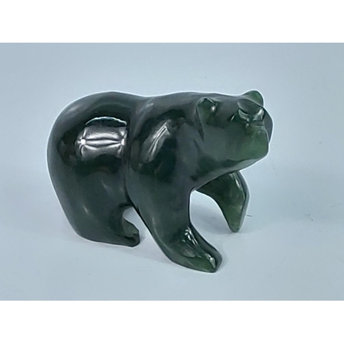 322 - Carved jade green bear