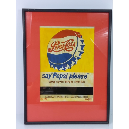 47 - Framed limited edition Andy Warhol Pepsi acetate print, 31cms x 41cms