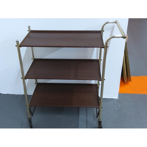 40 - Collapsible mid-century teak and aluminium tea trolley