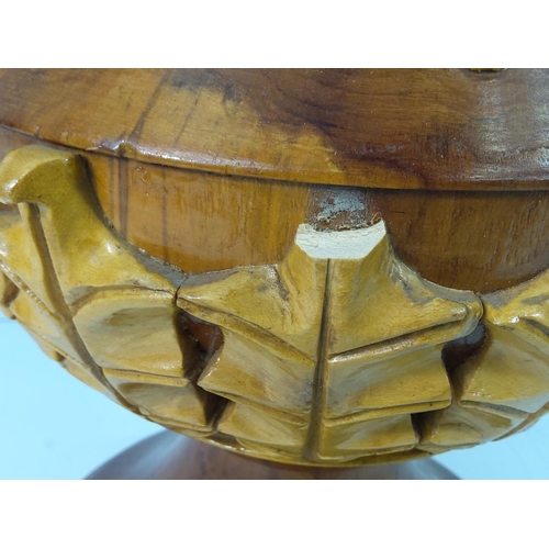 63 - Wooden centerpiece in the form of an urn, 44cms in height