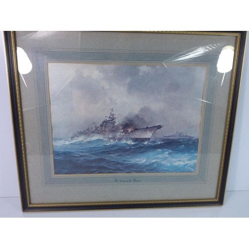 83 - 3 framed Naval Ships, largest 76cms x 51cms