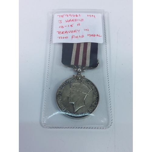 351 - Medal for Bravery in the Field, inscribed with 7899661 SGT MM J. Hardie 13 - 18 H