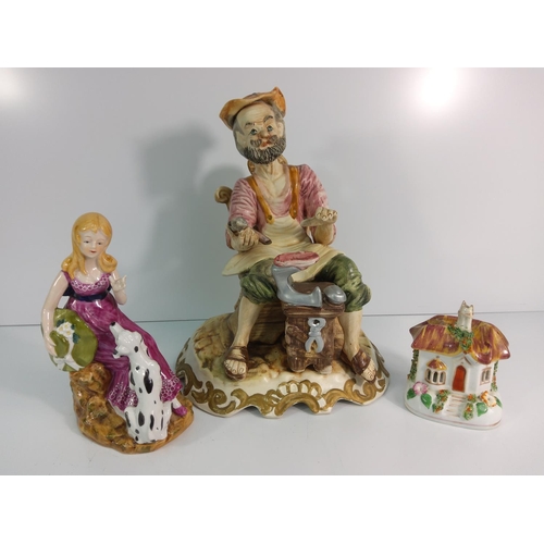 6 - Pair of lamps, a table lamp, figures, animal figures and vase including Capodimonte and Chorley