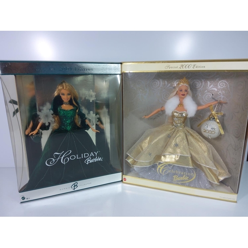 158 - 2 boxed collectable barbies, Special 2004 Edition Holiday Barbie (Mattel No B5848 & Special 2000 Edi... 