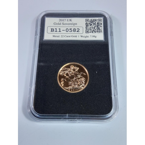 349 - Boxed 2017 Bi-centenary stamped sovereign with papers