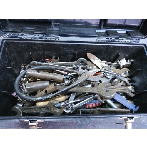 30 - Tool box and contents, including Whitworth spanners