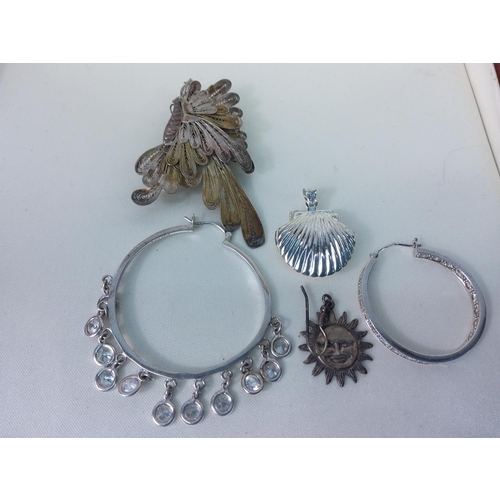 314 - Brooch, pendant and earrings including silver