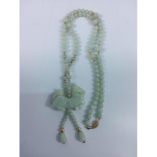 316 - Jade pendant on bead necklace