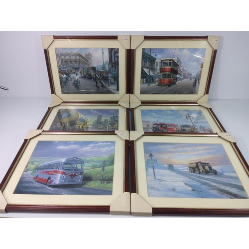 128 - 6 framed tram pictures, 41cms x 33cms