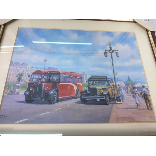 128 - 6 framed tram pictures, 41cms x 33cms