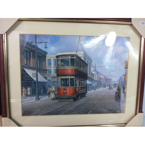 128 - 6 framed tram pictures, 41cms x 33cms