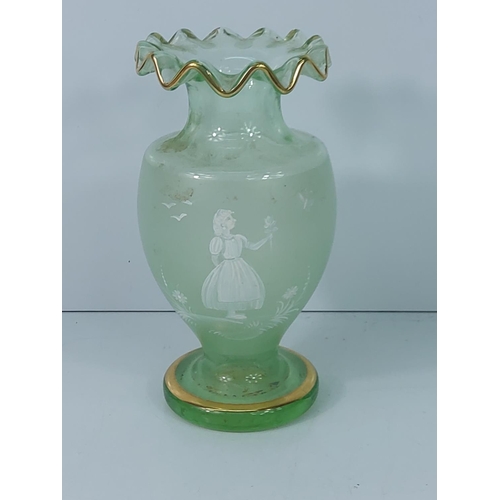 158 - Mary Gregory style vase and other art glass ware