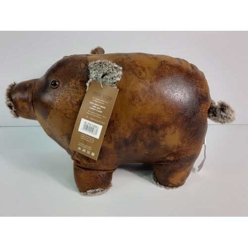 206 - Faux leather pig doorstop