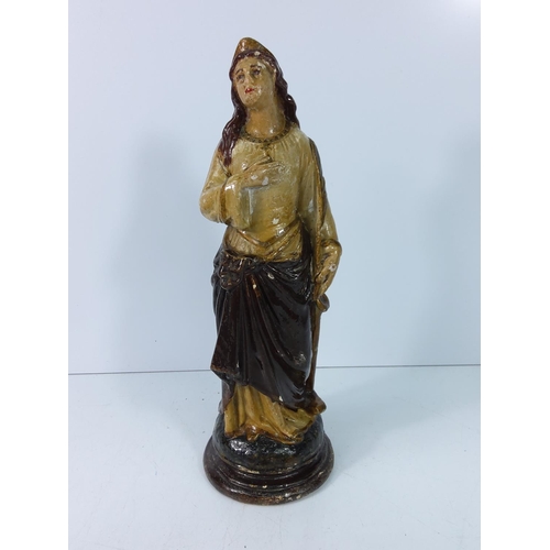 228 - Religious figure of a lady and blue and white jar and cover