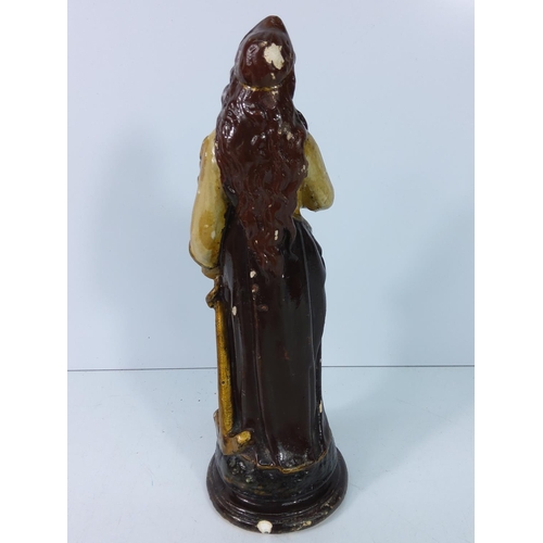 228 - Religious figure of a lady and blue and white jar and cover