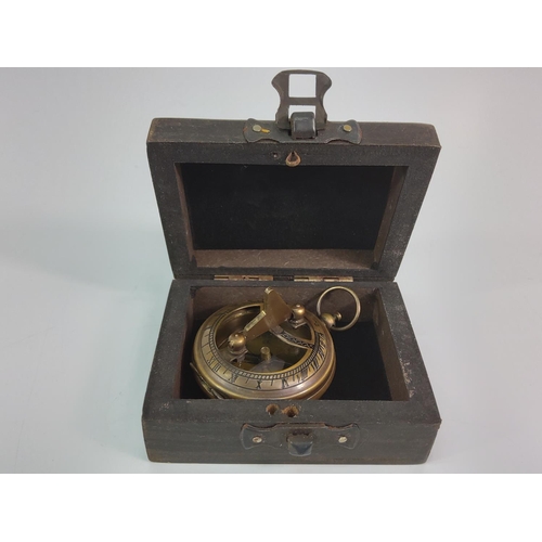 287 - Wooden cased sundial compass