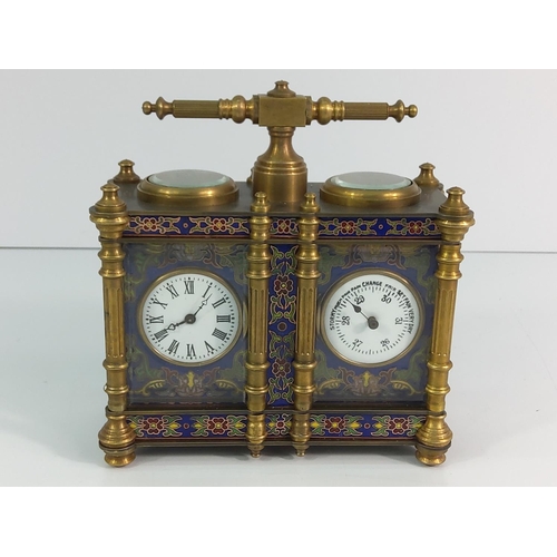 288 - Enamel double clock and barometer set