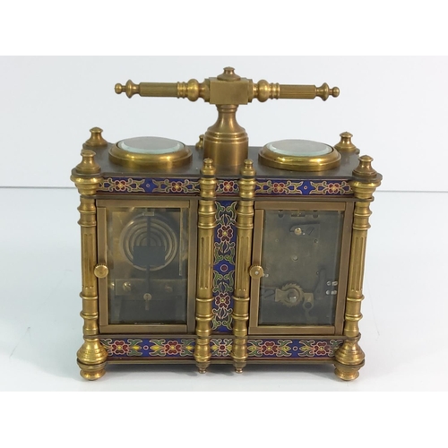 288 - Enamel double clock and barometer set