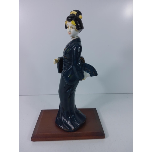 341 - Porcelain Geisha on wooden stand