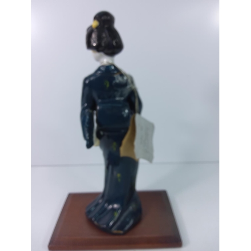 341 - Porcelain Geisha on wooden stand